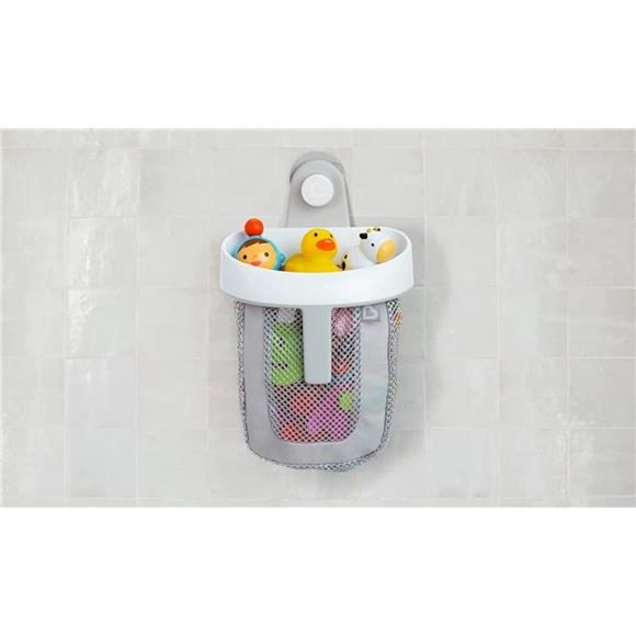Hanging Bath Toy Storage with Quick Drying Mesh, Grey - Picture 4 of 7